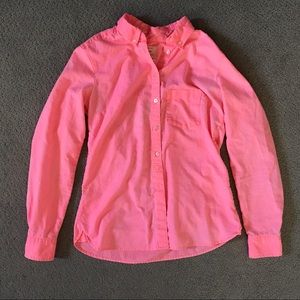 Gap Shrunken Boyfriend Neon Pink Button Up Size XS